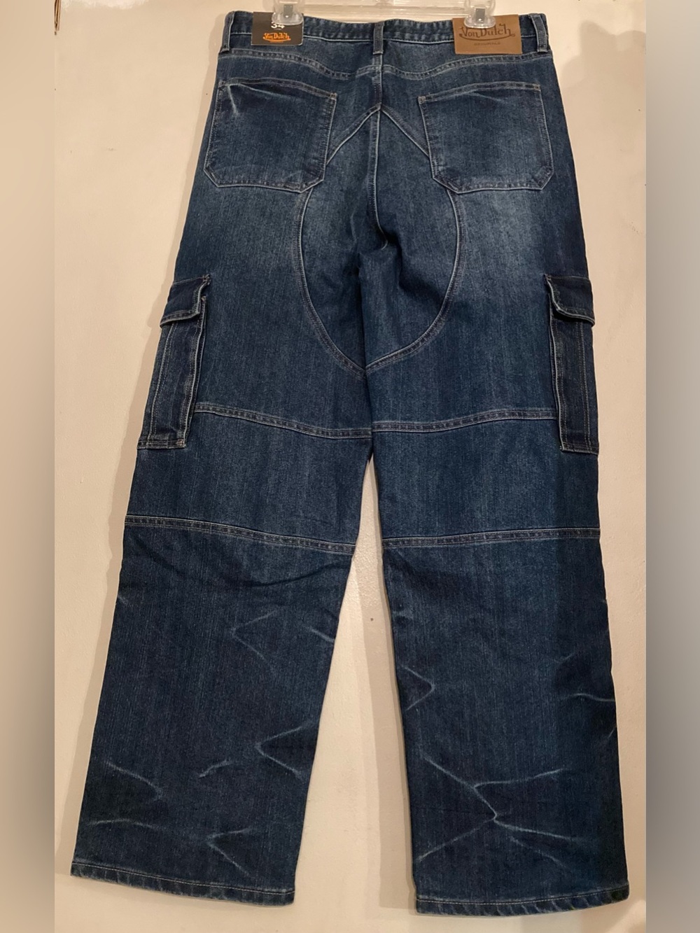 Von Dutch Indigo Blue Cargo Denim Jeans w/ Brand Patch - Picture 3 of 10